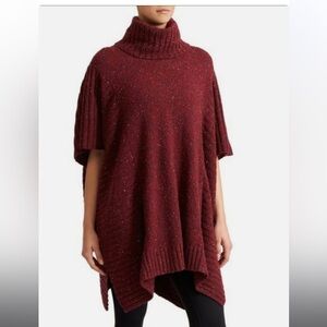 Athleta Donegal Passage Turtleneck Sweater Oversized Poncho